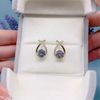 14K Yellow Gold Crossover Pave Stud Earrings with Brilliant Round Center