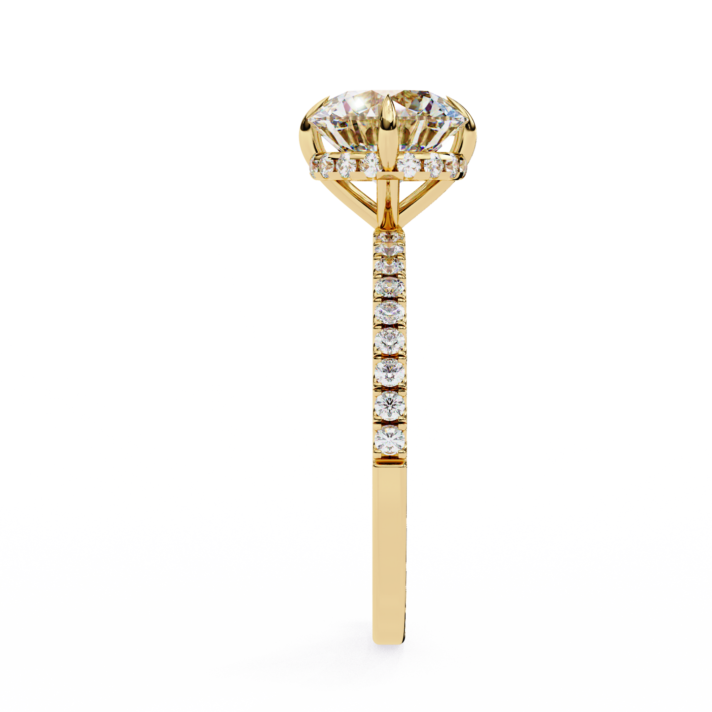 round cut moissanite engagement ring – 2.38 ct center – pavé band – 925 silver / 10k & 14k gold / platinum | finora jewelry