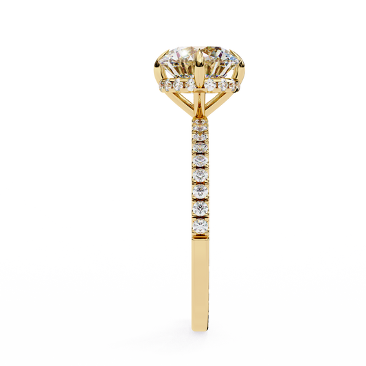 Round Cut Moissanite Engagement Ring – 2.38 CT Center – Pavé Band – 925 Silver / 10K & 14K Gold / Platinum | Finora Jewelry