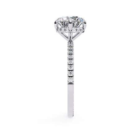 Round Cut Moissanite Engagement Ring – 2.38 CT Center – Pavé Band – 925 Silver / 10K & 14K Gold / Platinum | Finora Jewelry