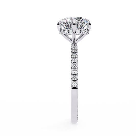Round Cut Moissanite Engagement Ring – 2.38 CT Center – Pavé Band – 925 Silver / 10K & 14K Gold / Platinum | Finora Jewelry
