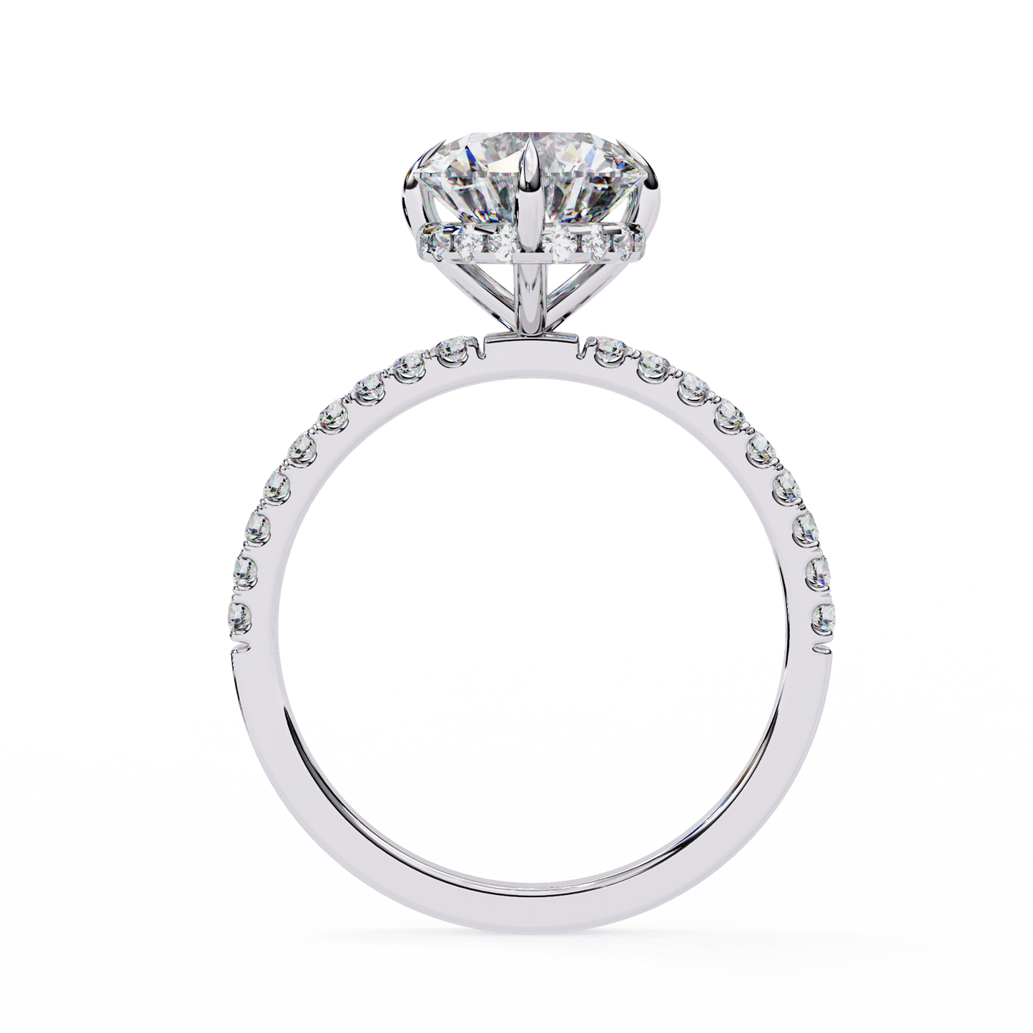 round cut moissanite engagement ring – 2.38 ct center – pavé band – 925 silver / 10k & 14k gold / platinum | finora jewelry