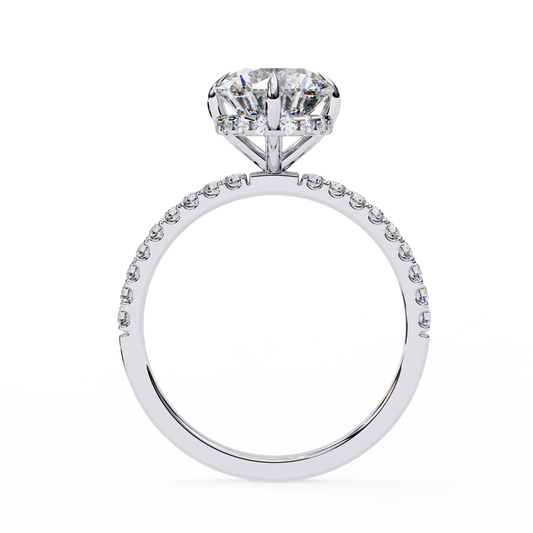 Round Cut Moissanite Engagement Ring – 2.38 CT Center – Pavé Band – 925 Silver / 10K & 14K Gold / Platinum | Finora Jewelry