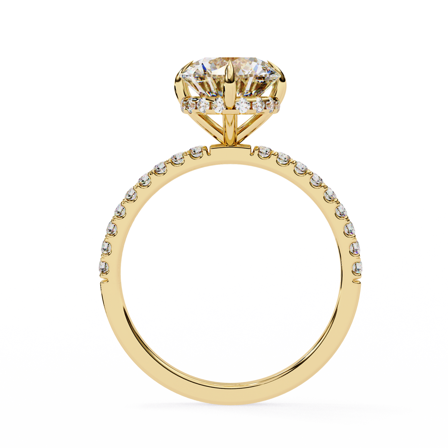 round cut moissanite engagement ring – 2.38 ct center – pavé band – 925 silver / 10k & 14k gold / platinum | finora jewelry