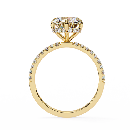 Round Cut Moissanite Engagement Ring – 2.38 CT Center – Pavé Band – 925 Silver / 10K & 14K Gold / Platinum | Finora Jewelry