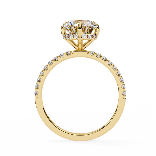 Round Cut Moissanite Engagement Ring – 2.38 CT Center – Pavé Band – 925 Silver / 10K & 14K Gold / Platinum | Finora Jewelry