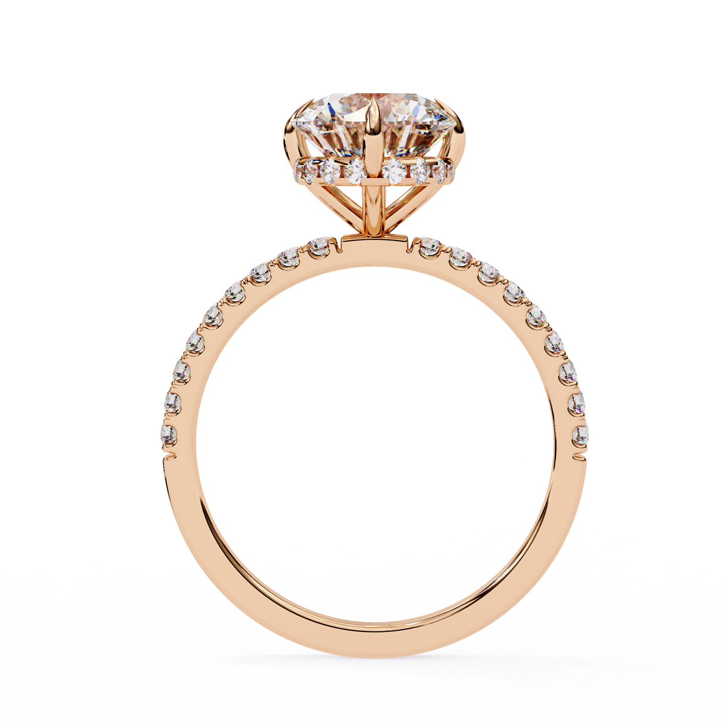 round cut moissanite engagement ring – 2.38 ct center – pavé band – 925 silver / 10k & 14k gold / platinum | finora jewelry