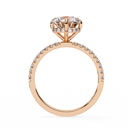 Round Cut Moissanite Engagement Ring – 2.38 CT Center – Pavé Band – 925 Silver / 10K & 14K Gold / Platinum | Finora Jewelry