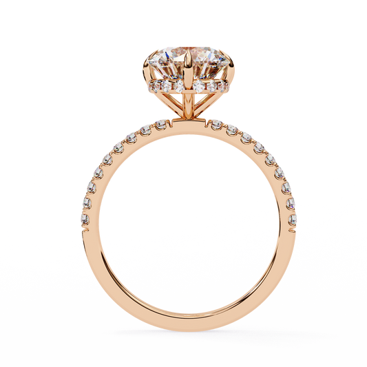 Round Cut Moissanite Engagement Ring – 2.38 CT Center – Pavé Band – 925 Silver / 10K & 14K Gold / Platinum | Finora Jewelry