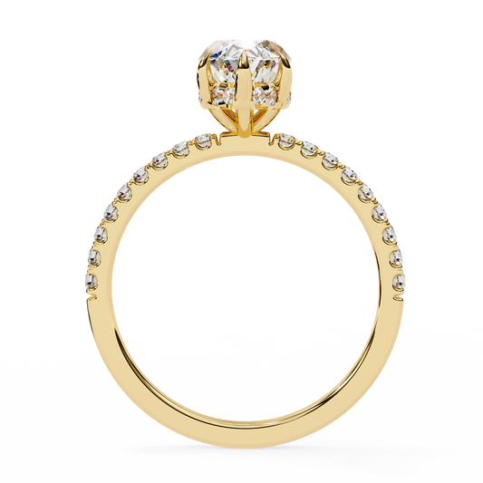 Marquise Cut Moissanite Engagement Ring – 1.41 CT Center – Pavé Band – 925 Silver / 10K & 14K Gold / Platinum | Finora Jewelry