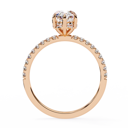 Marquise Cut Moissanite Engagement Ring – 1.41 CT Center – Pavé Band – 925 Silver / 10K & 14K Gold / Platinum | Finora Jewelry