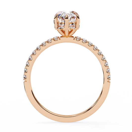 Marquise Cut Moissanite Engagement Ring – 1.41 CT Center – Pavé Band – 925 Silver / 10K & 14K Gold / Platinum | Finora Jewelry