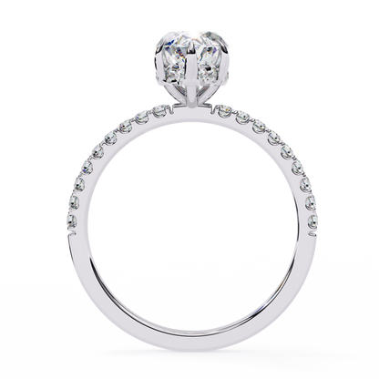 Marquise Cut Moissanite Engagement Ring – 1.41 CT Center – Pavé Band – 925 Silver / 10K & 14K Gold / Platinum | Finora Jewelry