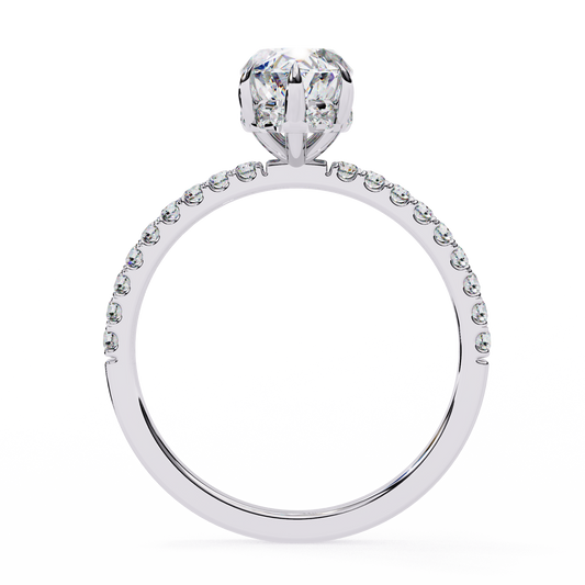 Marquise Cut Moissanite Engagement Ring – 1.41 CT Center – Pavé Band – 925 Silver / 10K & 14K Gold / Platinum | Finora Jewelry