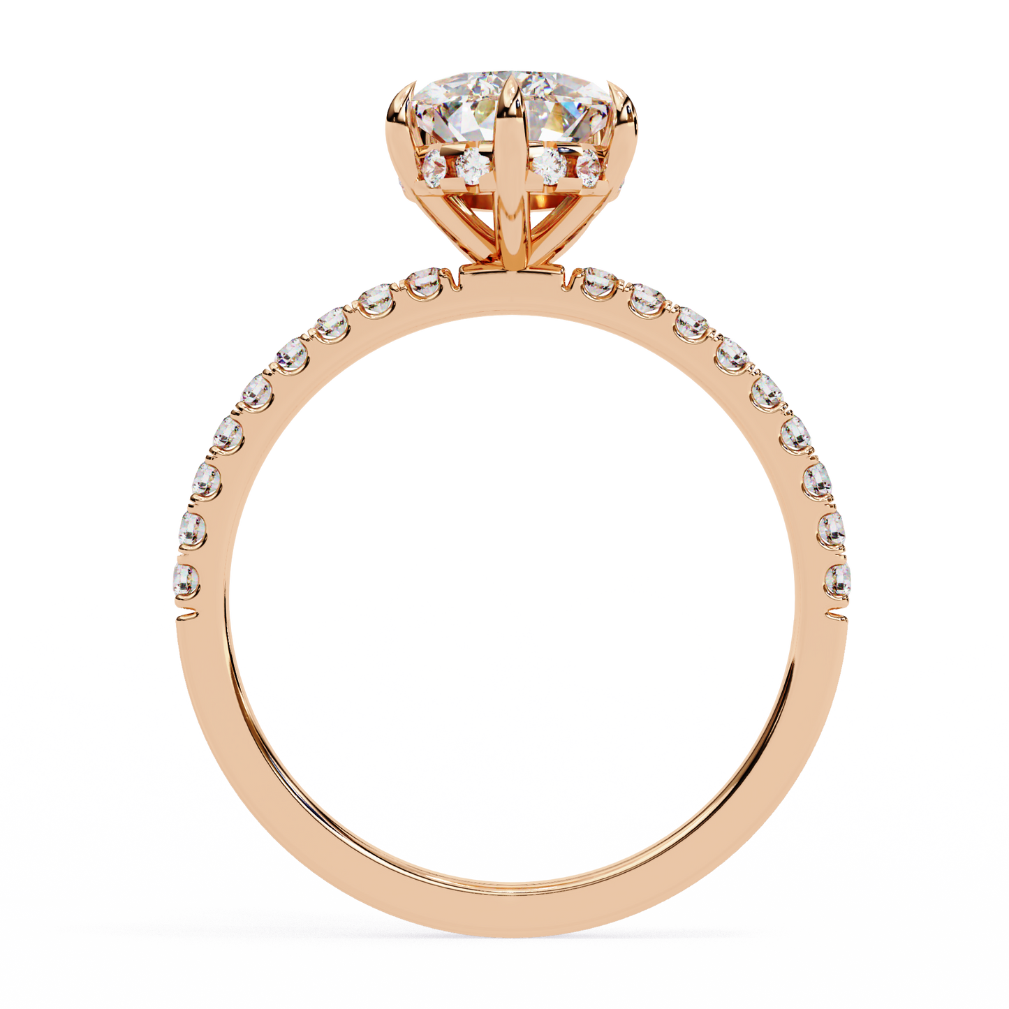 pear cut moissanite engagement ring – pavé band – 925 silver / 10k & 14k gold / platinum | finora jewelry