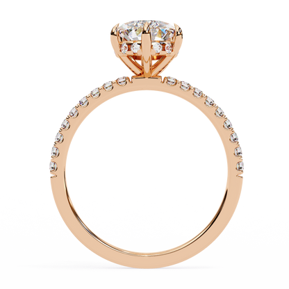 Pear Cut Moissanite Engagement Ring – Pavé Band – 925 Silver / 10K & 14K Gold / Platinum | Finora Jewelry