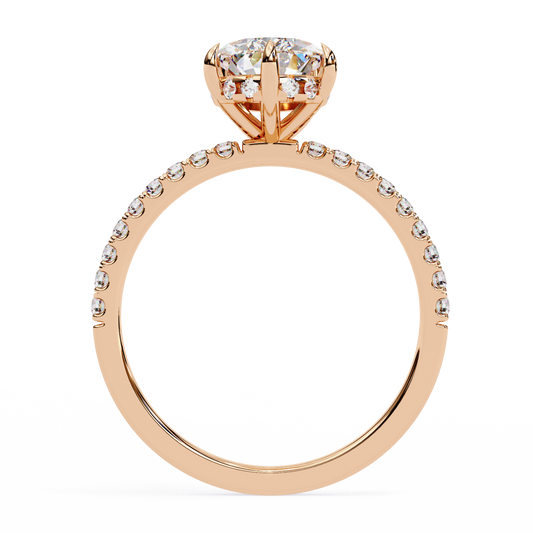Pear Cut Moissanite Engagement Ring – Pavé Band – 925 Silver / 10K & 14K Gold / Platinum | Finora Jewelry