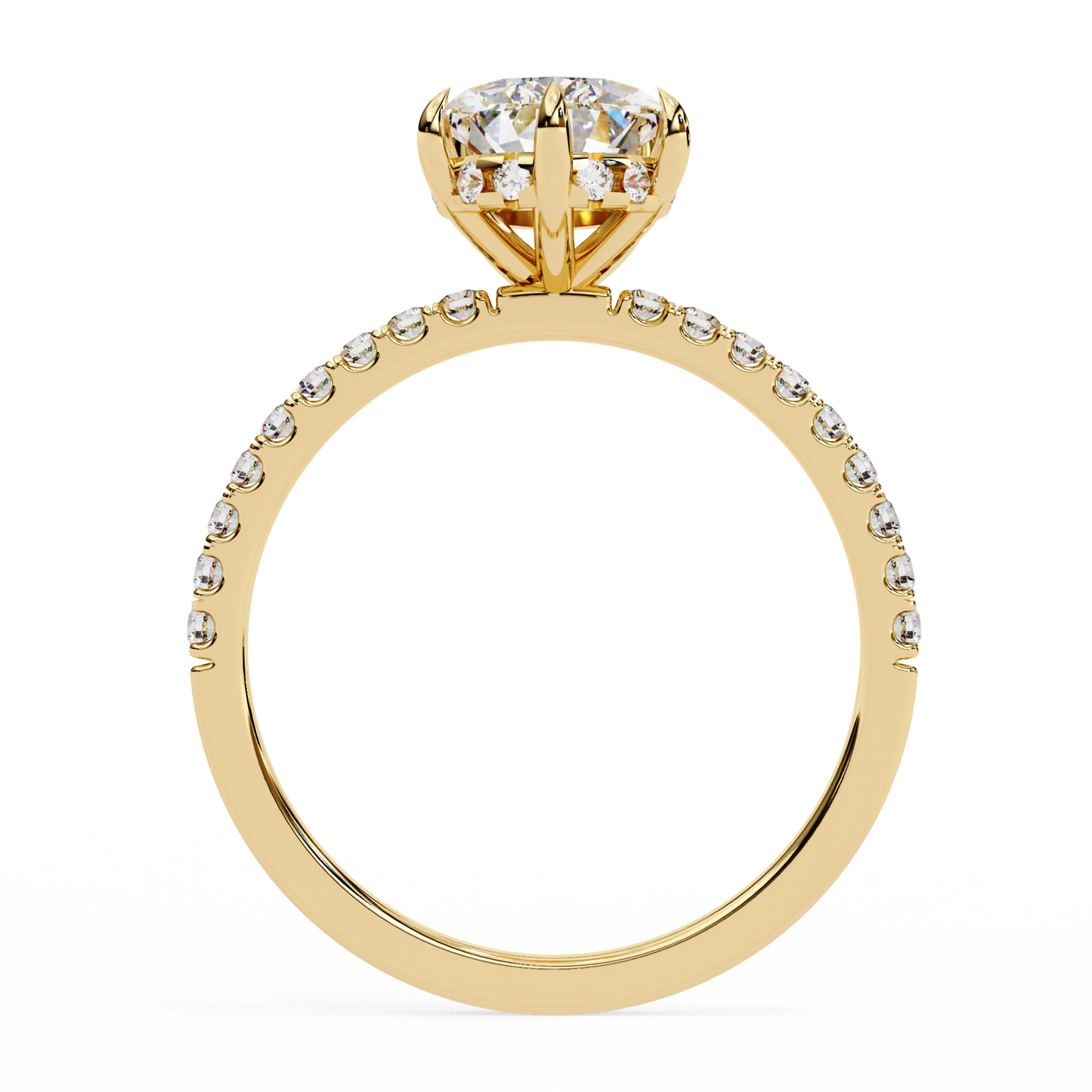 pear cut moissanite engagement ring – pavé band – 925 silver / 10k & 14k gold / platinum | finora jewelry