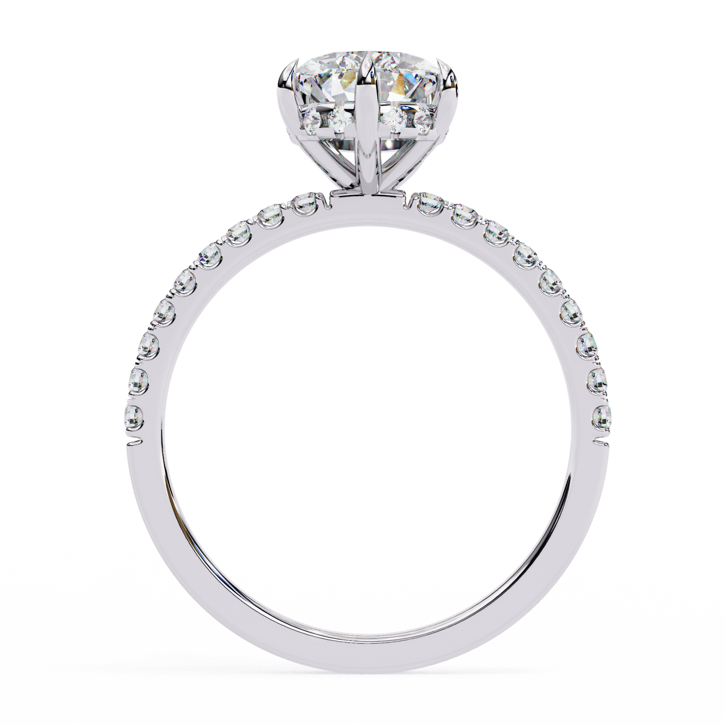 pear cut moissanite engagement ring – pavé band – 925 silver / 10k & 14k gold / platinum | finora jewelry