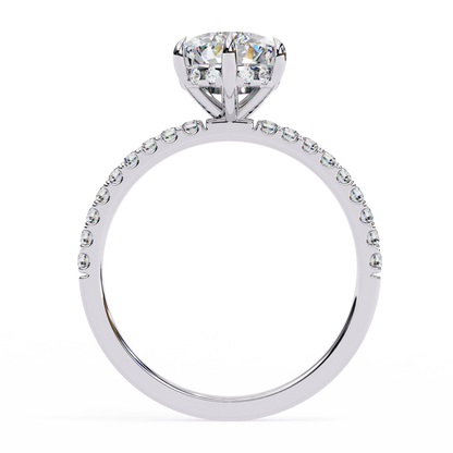 Pear Cut Moissanite Engagement Ring – Pavé Band – 925 Silver / 10K & 14K Gold / Platinum | Finora Jewelry