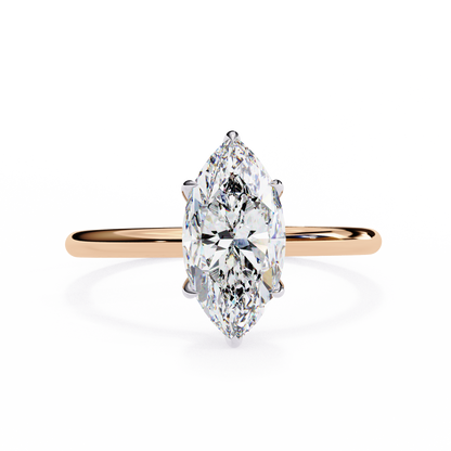 Marquise Cut Moissanite Solitaire Engagement Ring – Sleek Design in 925 Silver, 10K & 14K White, Yellow, Rose Gold, or Platinum | Finora Jewelry