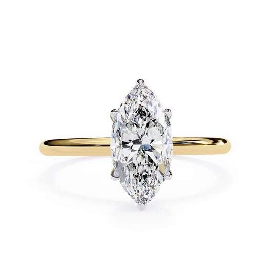 Marquise Cut Moissanite Solitaire Engagement Ring – Sleek Design in 925 Silver, 10K & 14K White, Yellow, Rose Gold, or Platinum | Finora Jewelry