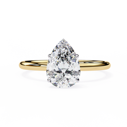 Pear Shaped Moissanite Solitaire Engagement Ring – Elegant Teardrop Design in 925 Silver, 10K & 14K Gold, or Platinum | Finora Jewelry