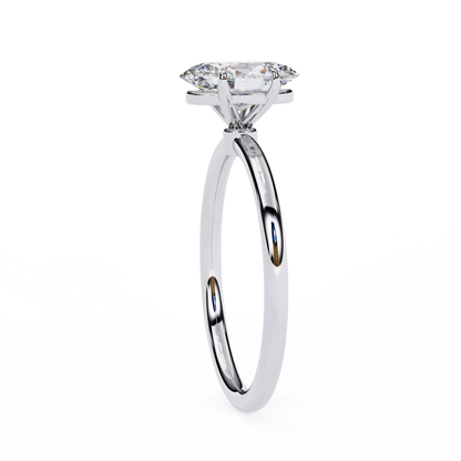 Oval Moissanite Solitaire Engagement Ring – Classic 4-Prong Setting in Silver, 10K & 14K Gold, or Platinum | Finora Jewelry