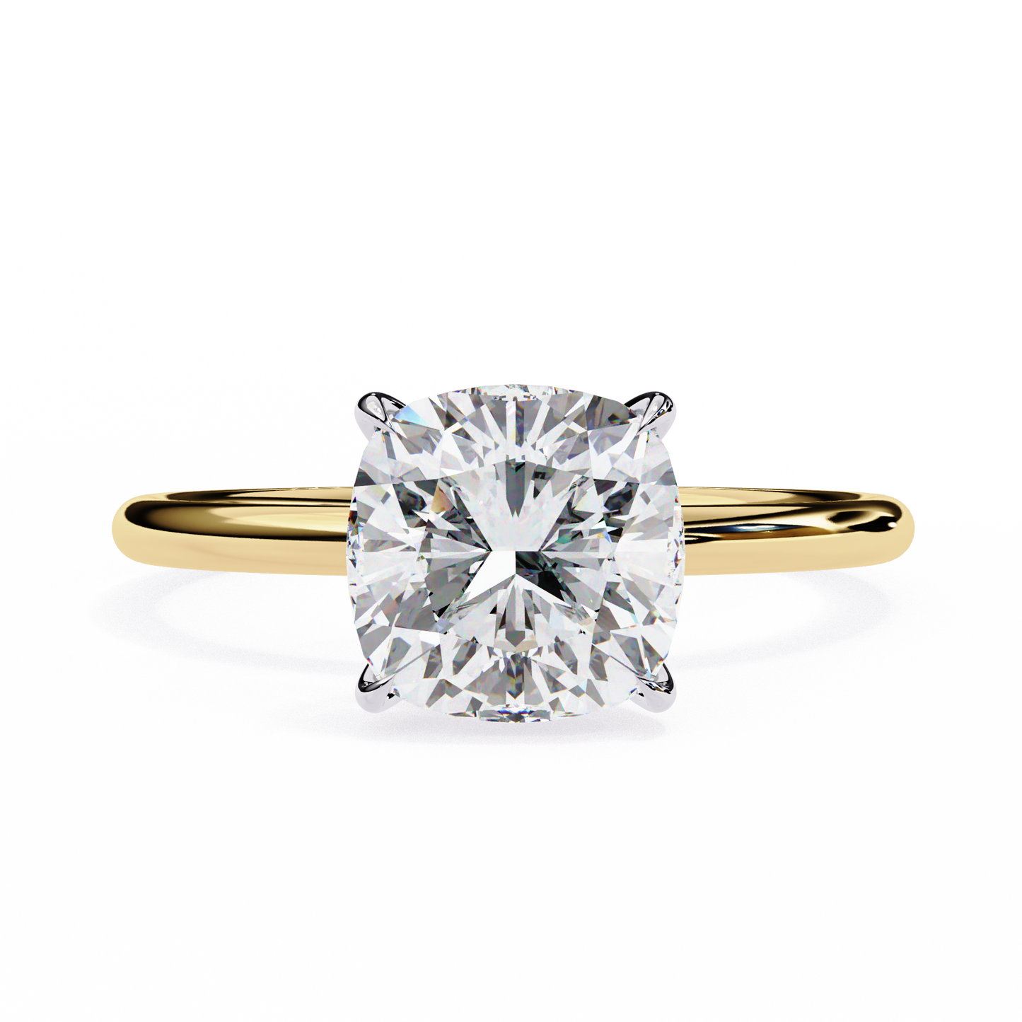 cushion cut moissanite solitaire engagement ring – elegant 4-prong setting in white gold, yellow gold, rose gold, or platinum | finora jewelry