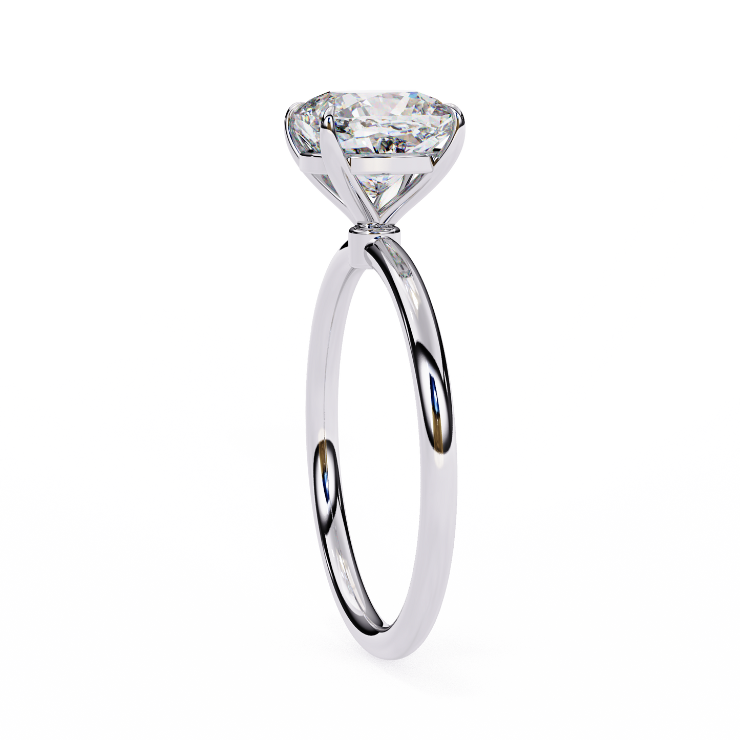 cushion cut moissanite solitaire engagement ring – elegant 4-prong setting in white gold, yellow gold, rose gold, or platinum | finora jewelry
