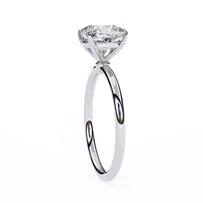 Cushion Cut Moissanite Solitaire Engagement Ring – Elegant 4-Prong Setting in White Gold, Yellow Gold, Rose Gold, or Platinum | Finora Jewelry