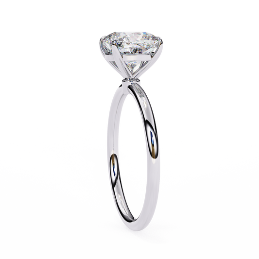 Cushion Cut Moissanite Solitaire Engagement Ring – Elegant 4-Prong Setting in White Gold, Yellow Gold, Rose Gold, or Platinum | Finora Jewelry