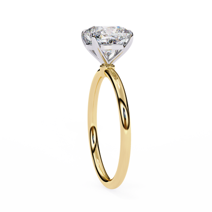 Cushion Cut Moissanite Solitaire Engagement Ring – Elegant 4-Prong Setting in White Gold, Yellow Gold, Rose Gold, or Platinum | Finora Jewelry