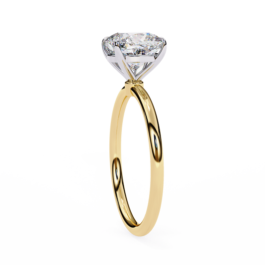 Cushion Cut Moissanite Solitaire Engagement Ring – Elegant 4-Prong Setting in White Gold, Yellow Gold, Rose Gold, or Platinum | Finora Jewelry