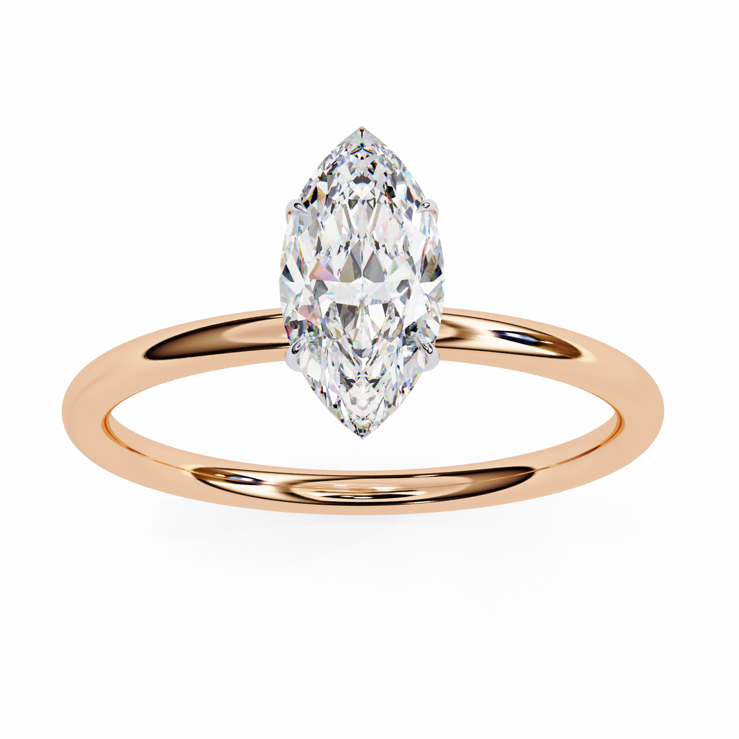 marquise cut moissanite solitaire engagement ring – sleek design in 925 silver, 10k & 14k white, yellow, rose gold, or platinum | finora jewelry