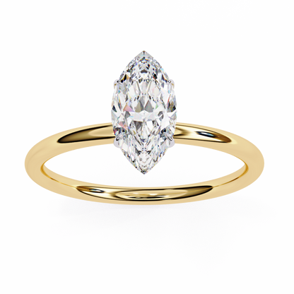 Marquise Cut Moissanite Solitaire Engagement Ring – Sleek Design in 925 Silver, 10K & 14K White, Yellow, Rose Gold, or Platinum | Finora Jewelry
