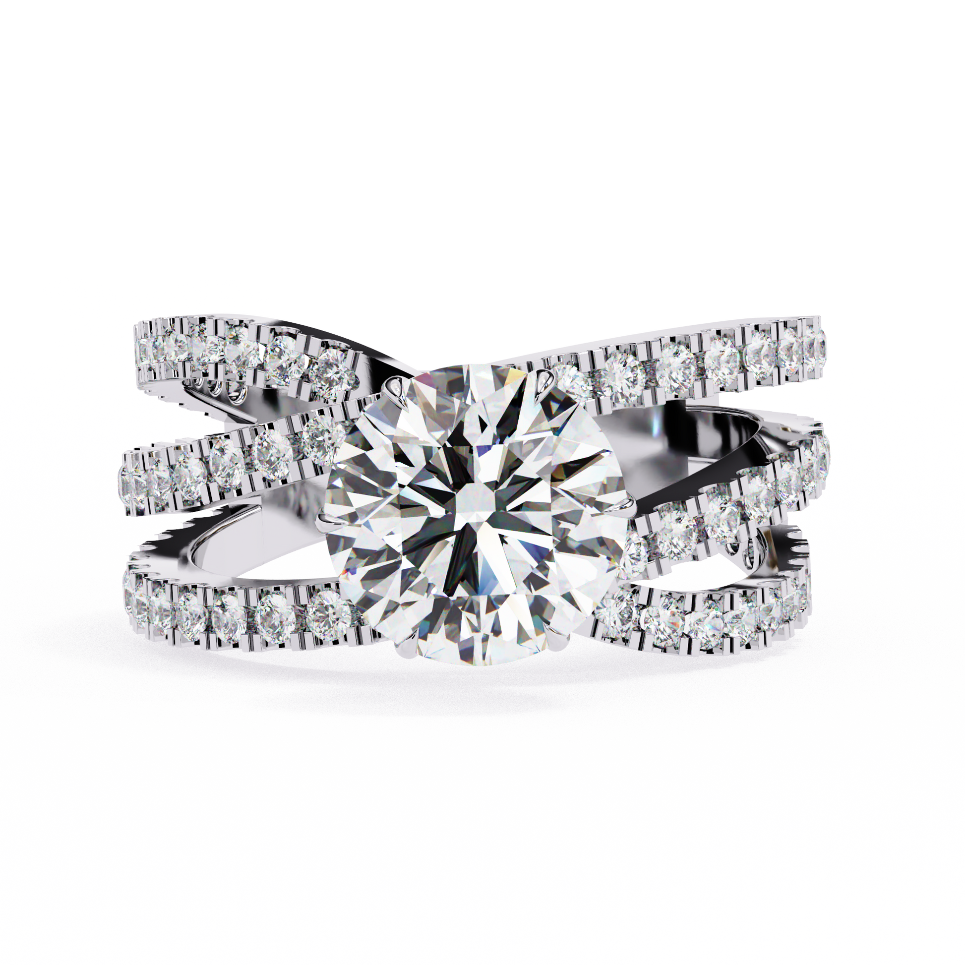 Round Cut Multi-Band Diamond Engagement Ring
