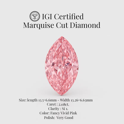 Marquise Cut 2.08 Ct IGI Certified Fancy Vivid Pink Diamond – Finora Jewelry