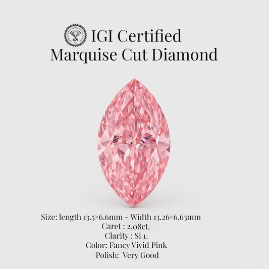 Marquise Cut 2.08 Ct IGI Certified Fancy Vivid Pink Diamond – Finora Jewelry