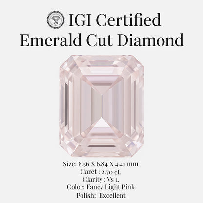 Emerald Cut 2.70 Ct IGI Certified Fancy Light Pink Diamond – Finora Jewelry