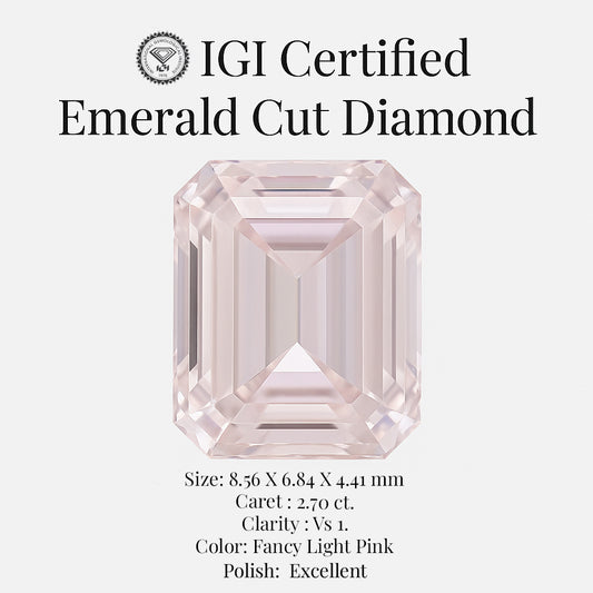 Emerald Cut 2.70 Ct IGI Certified Fancy Light Pink Diamond – Finora Jewelry