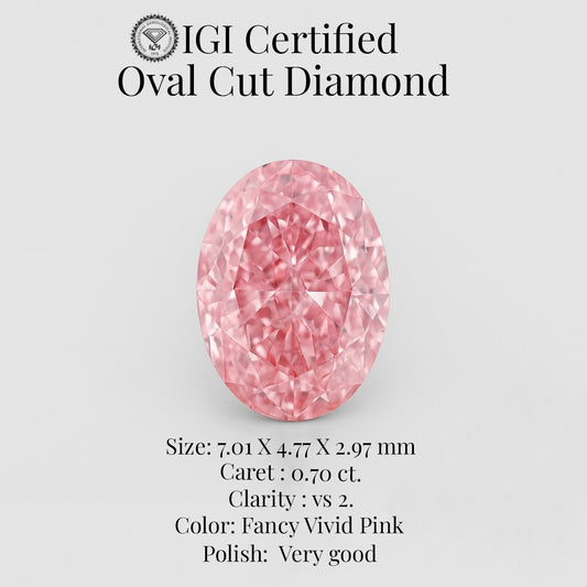 Oval Cut 0.70 Ct IGI Certified Fancy Vivid Pink Diamond – Finora Jewelry