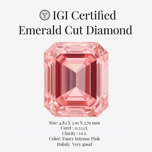 Emerald Cut 0.53 Ct IGI Certified Fancy Intense Pink Diamond – Finora Jewelry