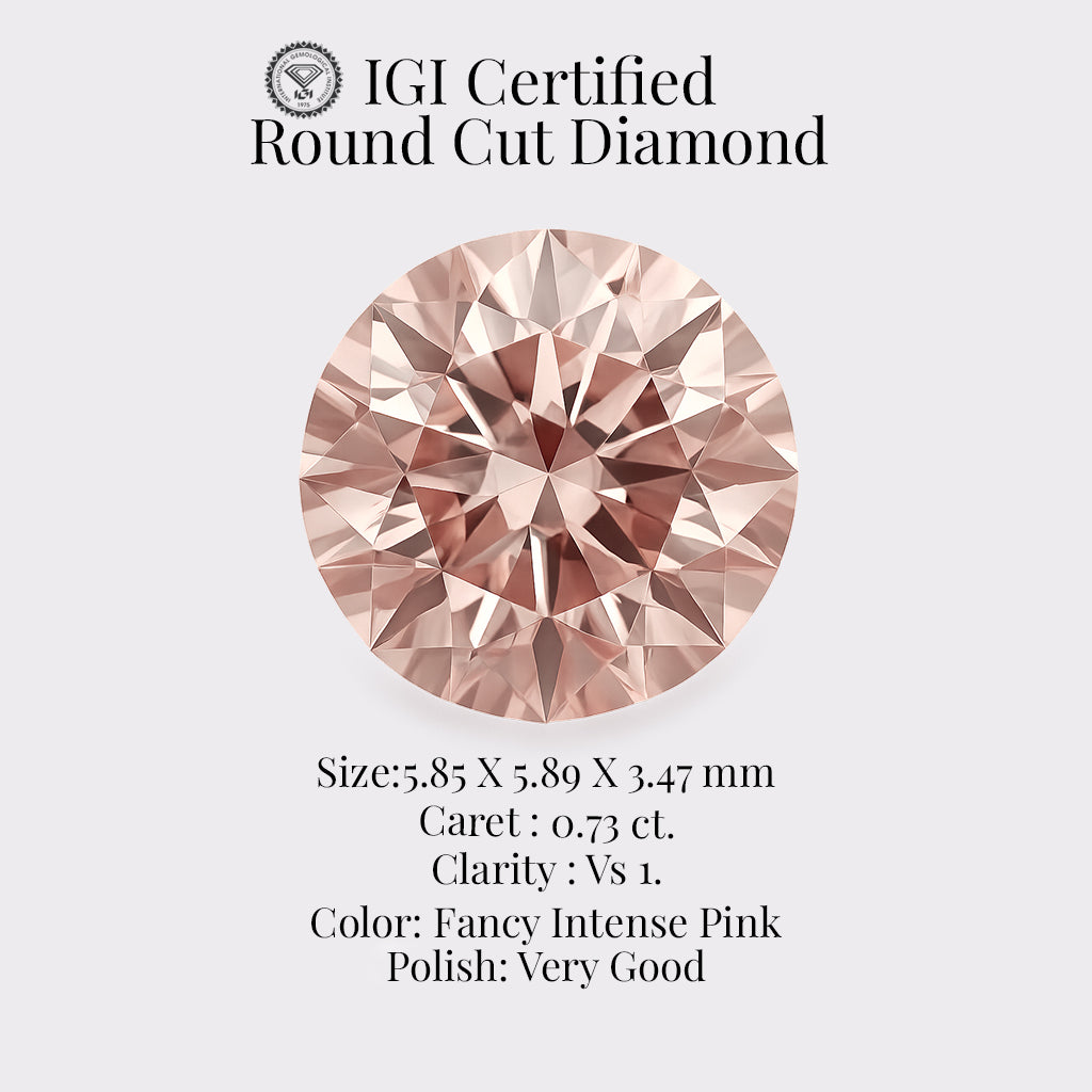 round 0.73 ct international gemological institute certified fancy intense pink diamond – finora jewelry