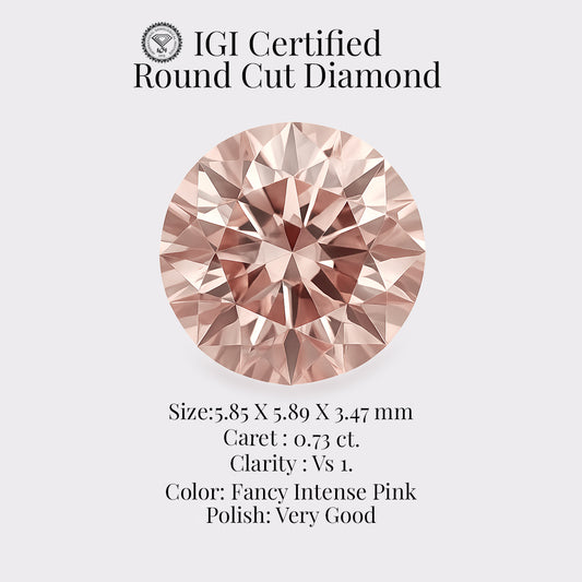 Round 0.73 Ct International Gemological Institute Certified Fancy Intense Pink Diamond – Finora Jewelry