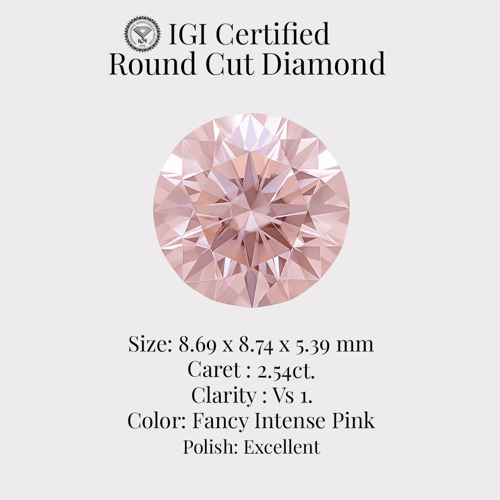 round cut 2.54 ct igi certified fancy intense pink diamond – finora jewelry