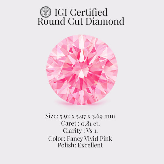 Round 0.81 Ct IGI Certified Fancy Vivid Pink Diamond – Finora Jewelry