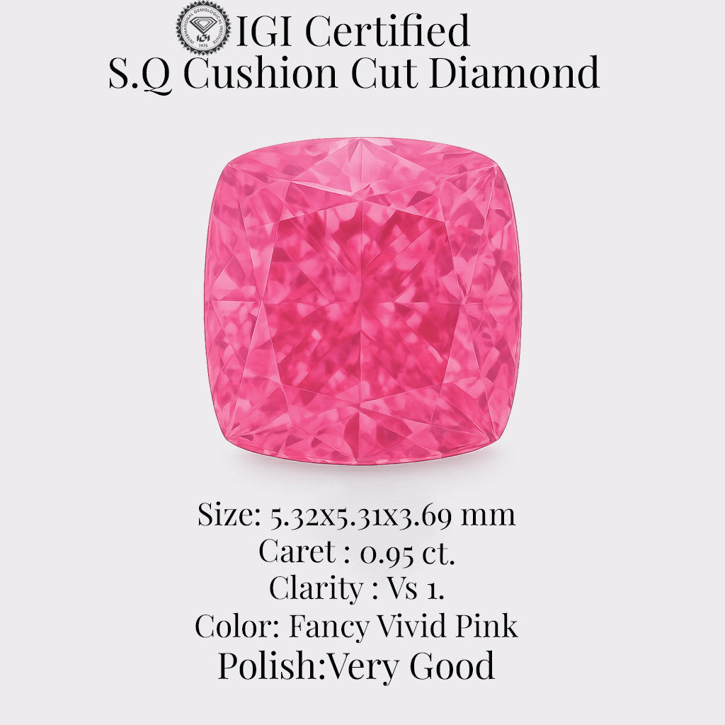 cushion 0.95 ct international gemological institute certified fancy vivid pink diamond – finora jewelry