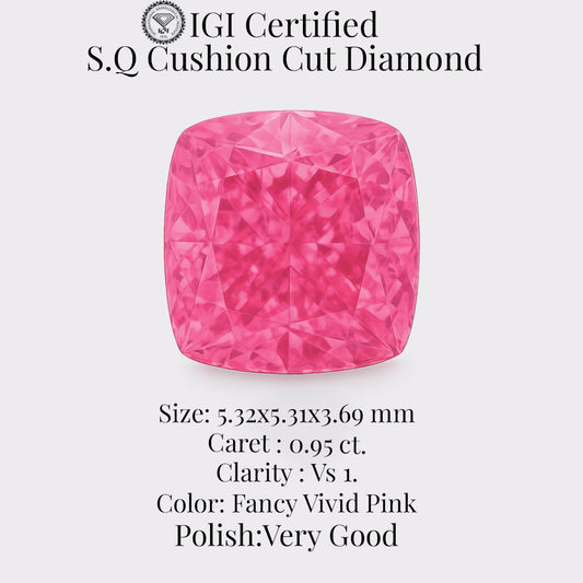 Cushion 0.95 Ct International Gemological Institute Certified Fancy Vivid Pink Diamond – Finora Jewelry