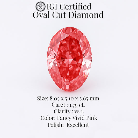 Oval Cut 1.79 Ct IGI Certified Fancy Vivid Pink Diamond – Finora Jewelry